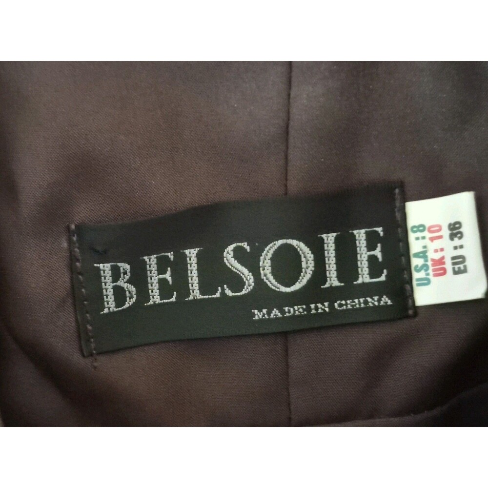 Belsoie Size 8 Gown Dress Maxi Choclate Brown Wrap Bodice Mother Of Bride Groom - Picture 3 of 9